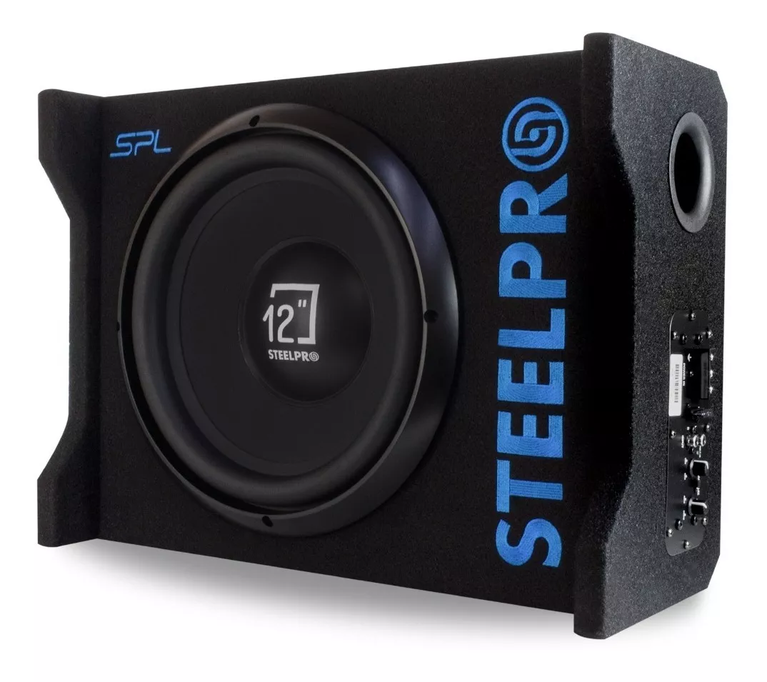 Subwoofer 12' Amplificado 1200w Spl Alta Presion Steelpro color Negro