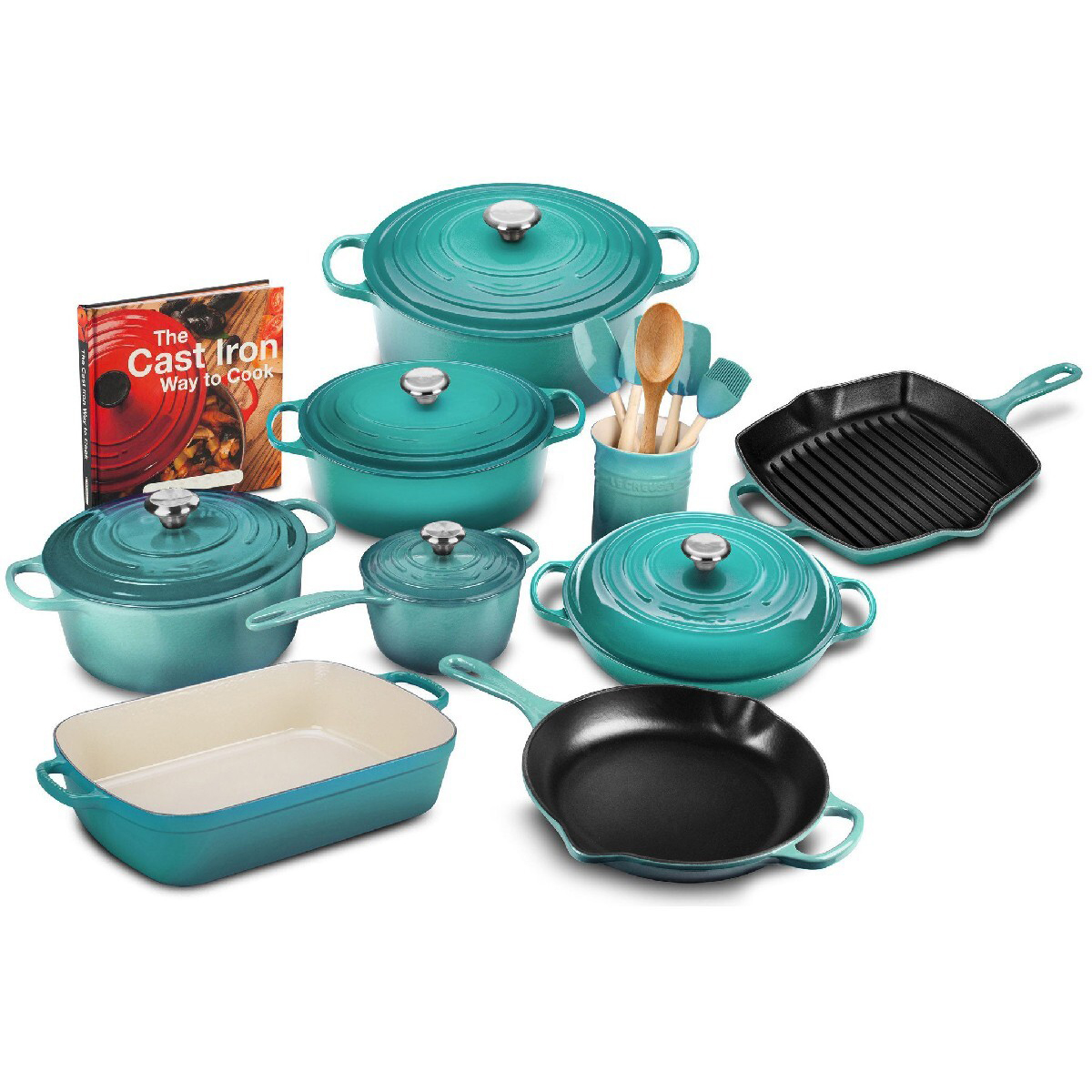 Juego exclusivo de utensilios de cocina de hierro fundido de 20 piezas