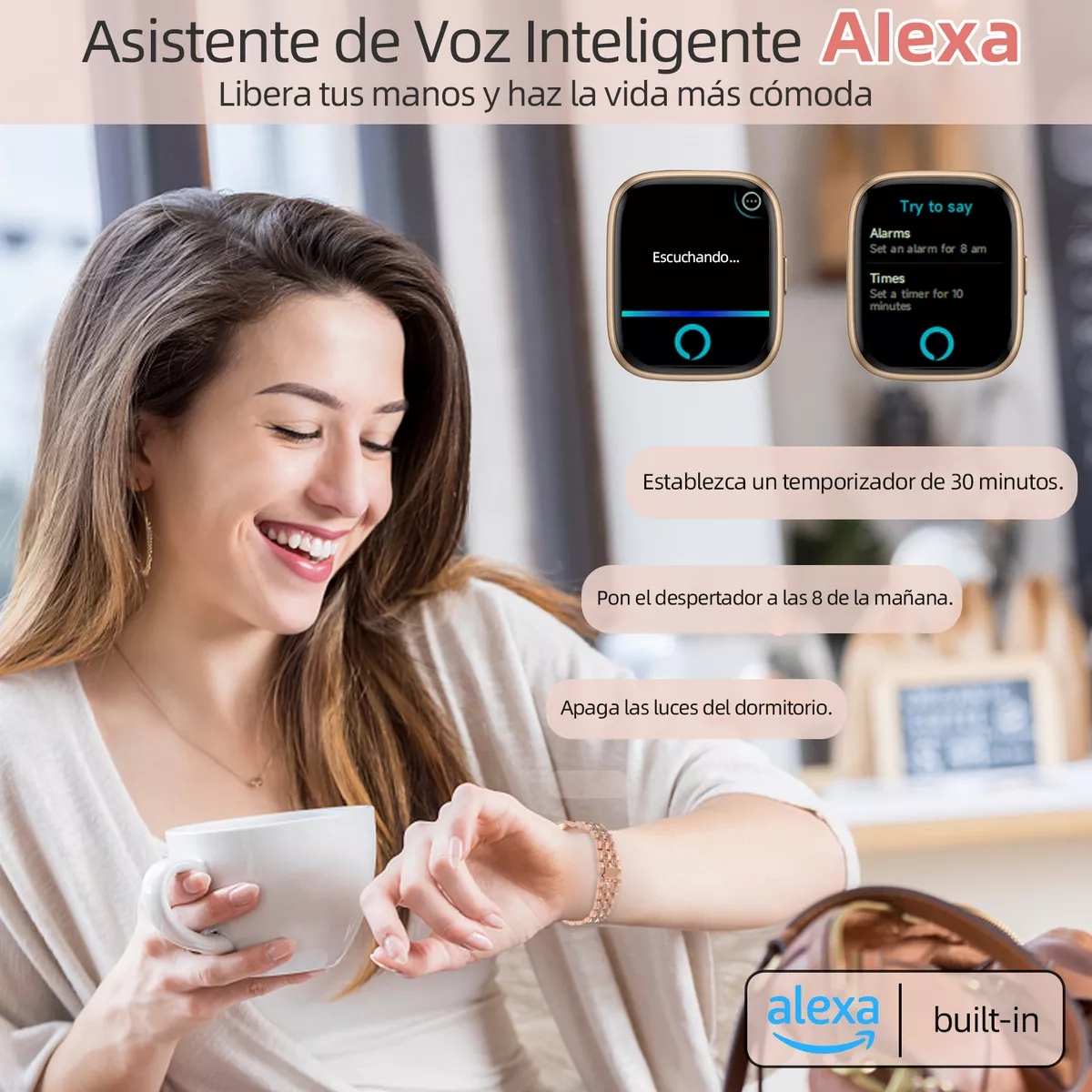 Smartwatch Reloj Inteligente Mujer Bluetooth Llamadas Alexa