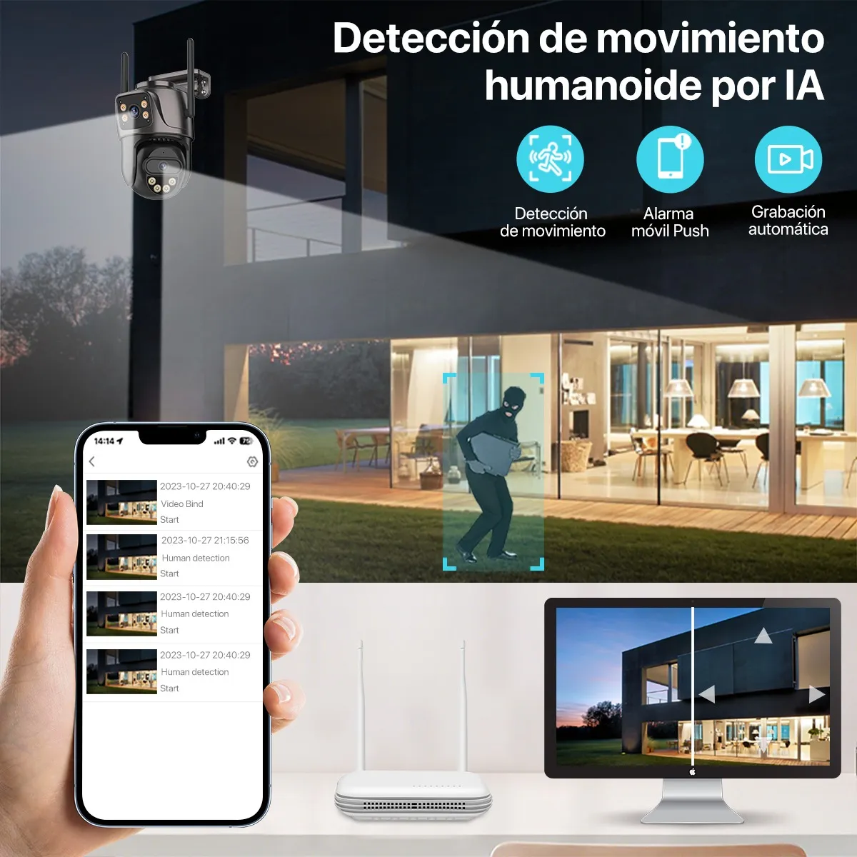 kit De Camaras De Seguridad Vigilancia Wifi 4 Camara 1tb Nvr