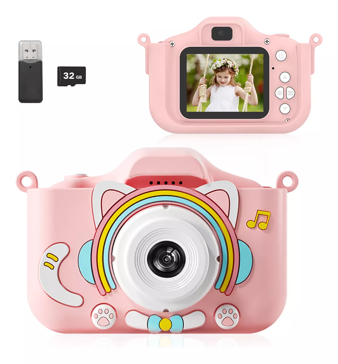Cámara Digital Hd Para Niños Juguete Foto Video Con 32gb Sd
