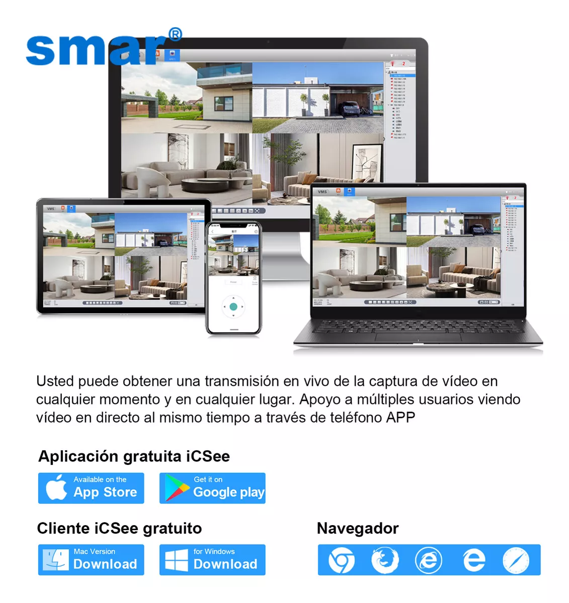 kit De Camaras Videovigilancia 4 Wifi Camaras 3mp Disco 1tb+Voz bidireccional y seguimiento automático