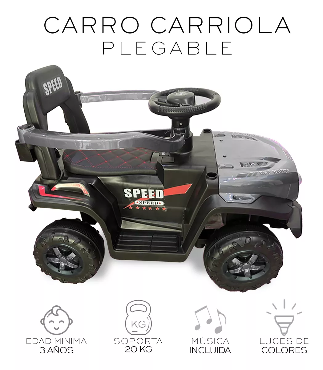 Carrito Montable Sombrilla Push auto Luces Y Sonido Niño