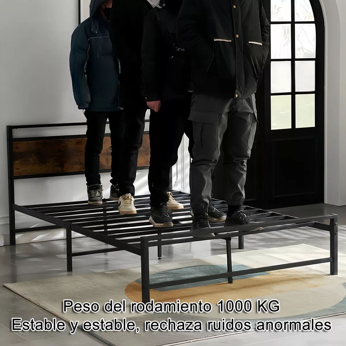 Cama Matrimonial, Base De Cama De Metal Sin Colchón 2x1.5m
