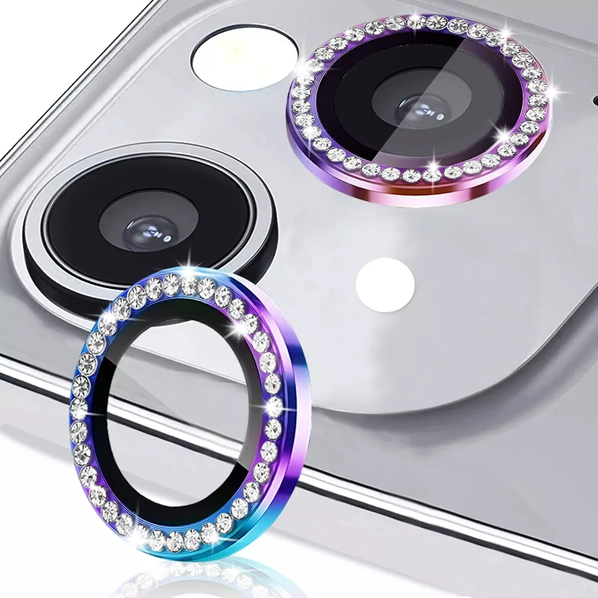 Mica Lente Cámara Glitter Diamantes Para iPhone Individual