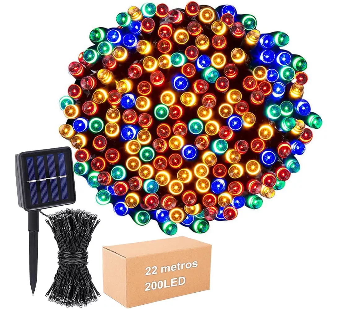 Luces Solares 22m 200 Led 8 Modos Para Decoraci&oacute;n Navidad