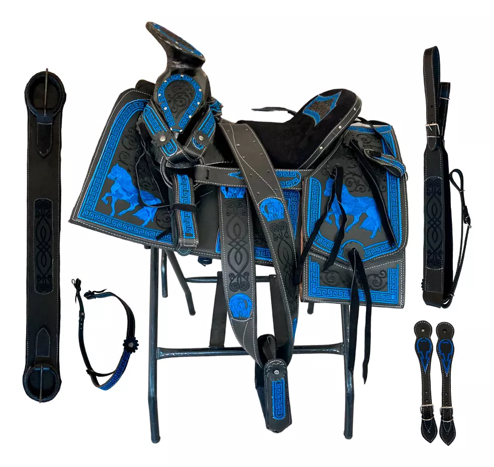 Montura Silla Charra Cuadrada Bordada Con Accesorios