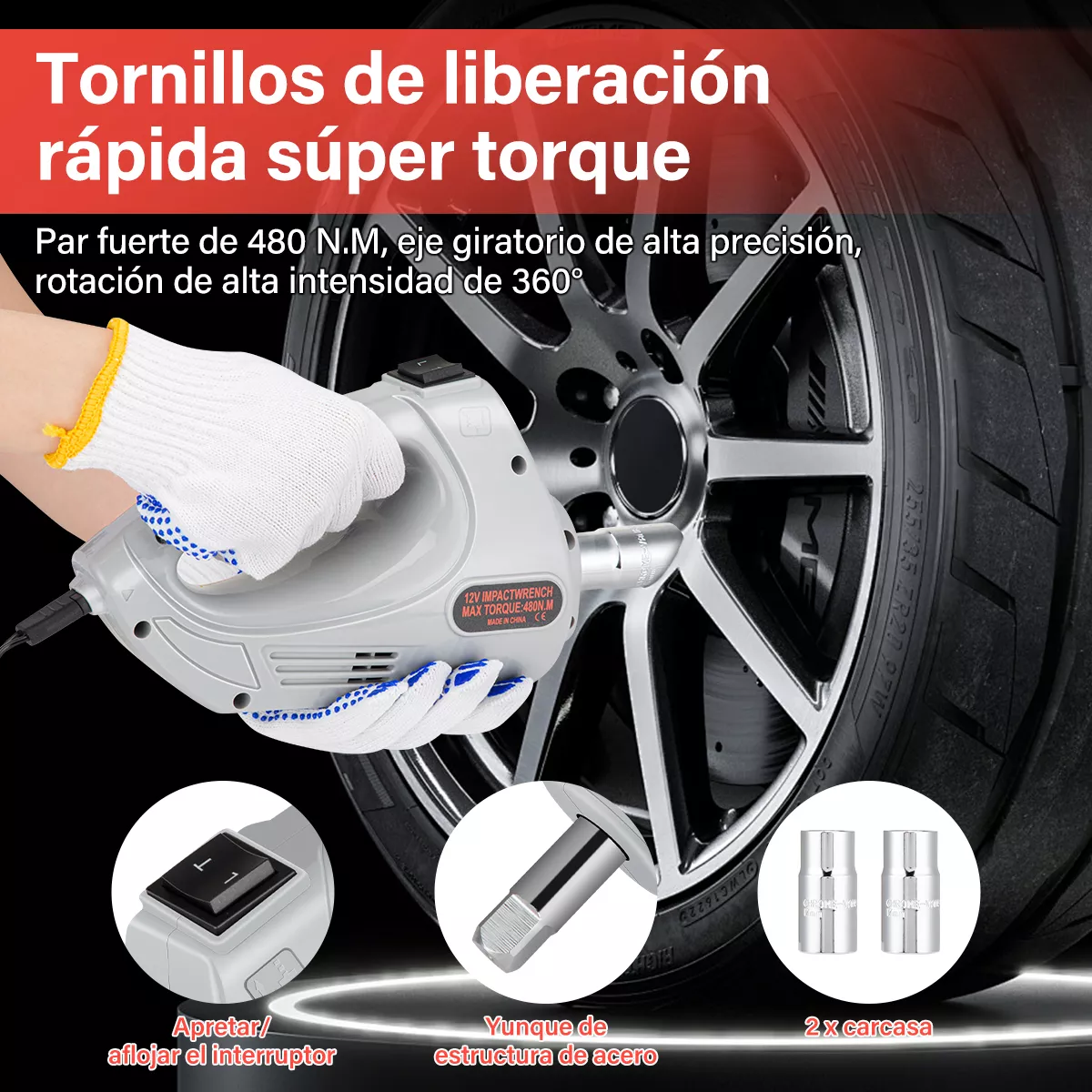 5 En1 Gato Hidráulico Eléctrico Automotriz 5 Ton 12v Con Luz