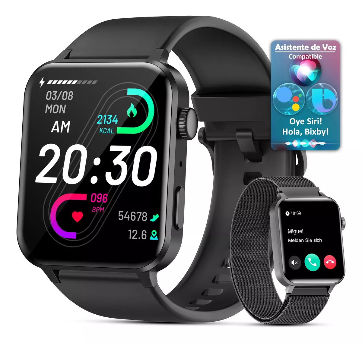 Reloj Inteligente Mujer, Smartwatch, Llamada, Asistente Voz