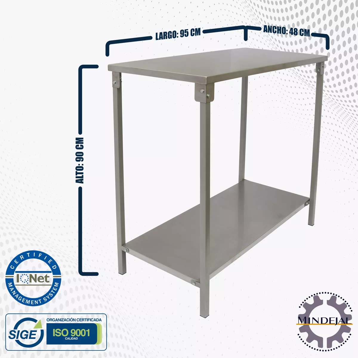 Mesa De Trabajo De Acero Inoxidable 95x48x90 Cm Envío Gratis