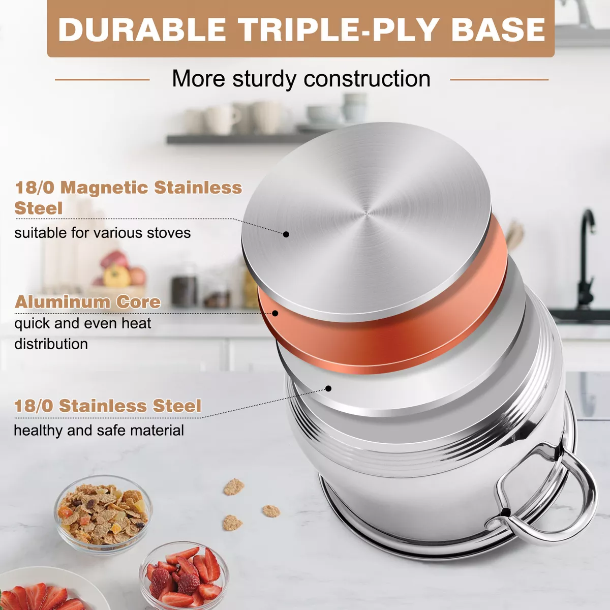 Batería De Cocina Acero Inoxidable Juego De Ollas 13 Piezas