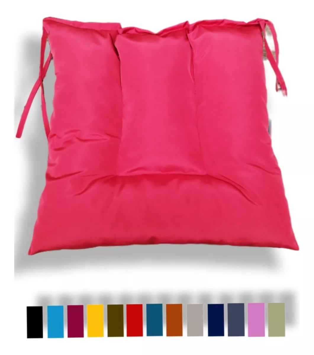 6 Cojines Para Sillas 42x42x7cm Con 4 Cintas De Sujeción
