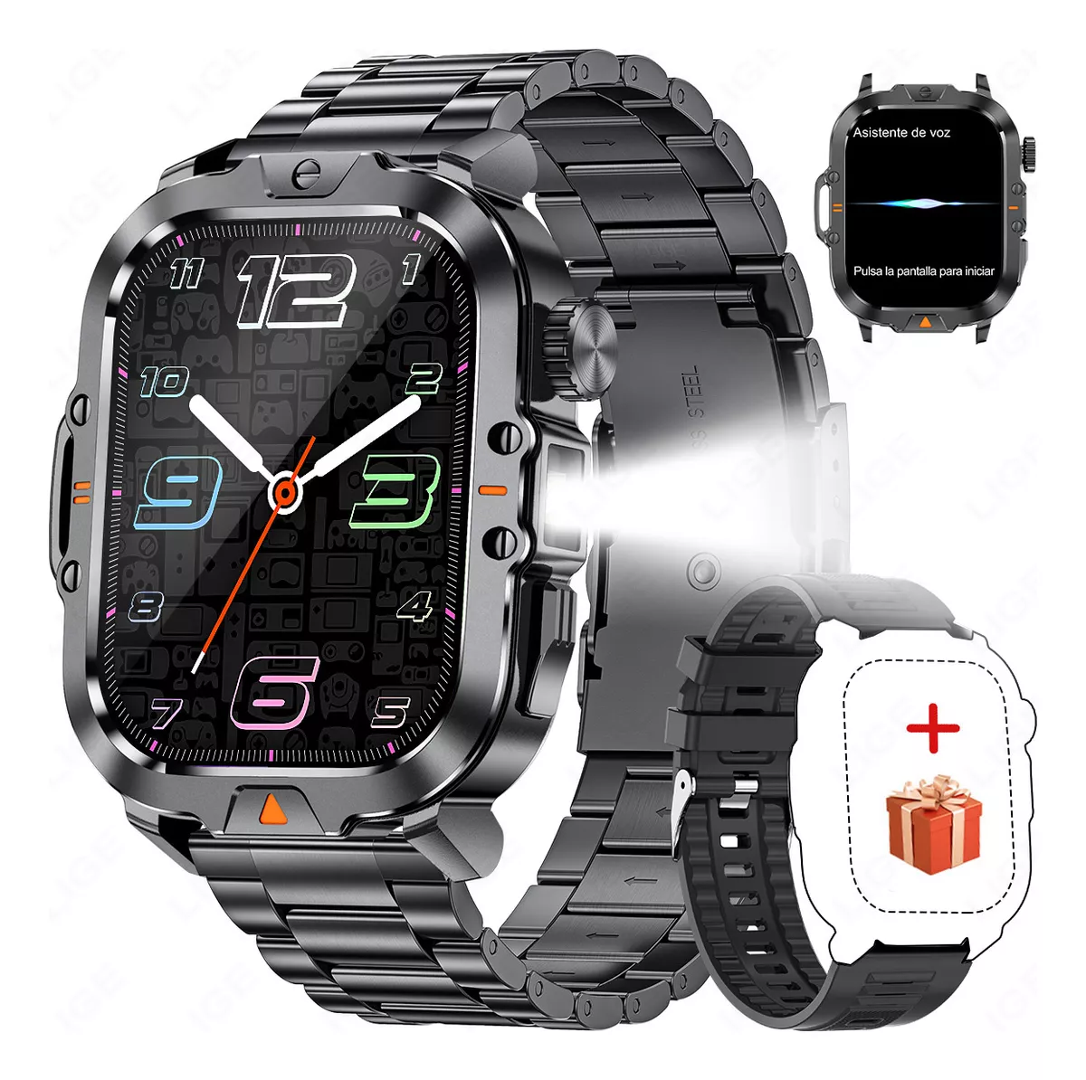 Relojes Inteligente Hombre Smartwatch Sport Linterna reloj