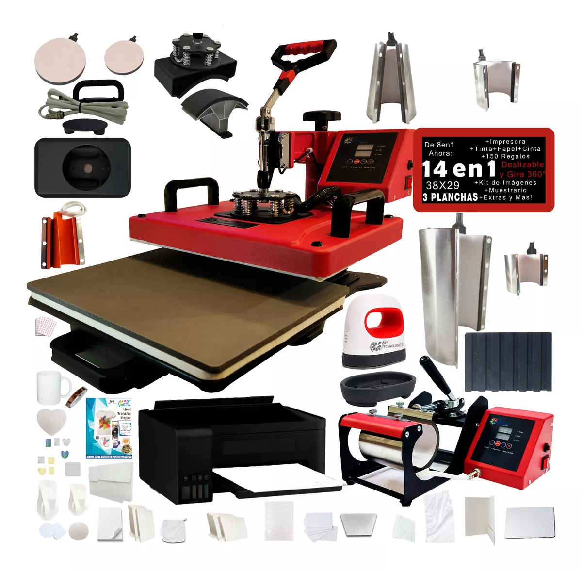 Plancha Combo 8 En 1 Impresora Sublimar Sublimacion Buen Fin