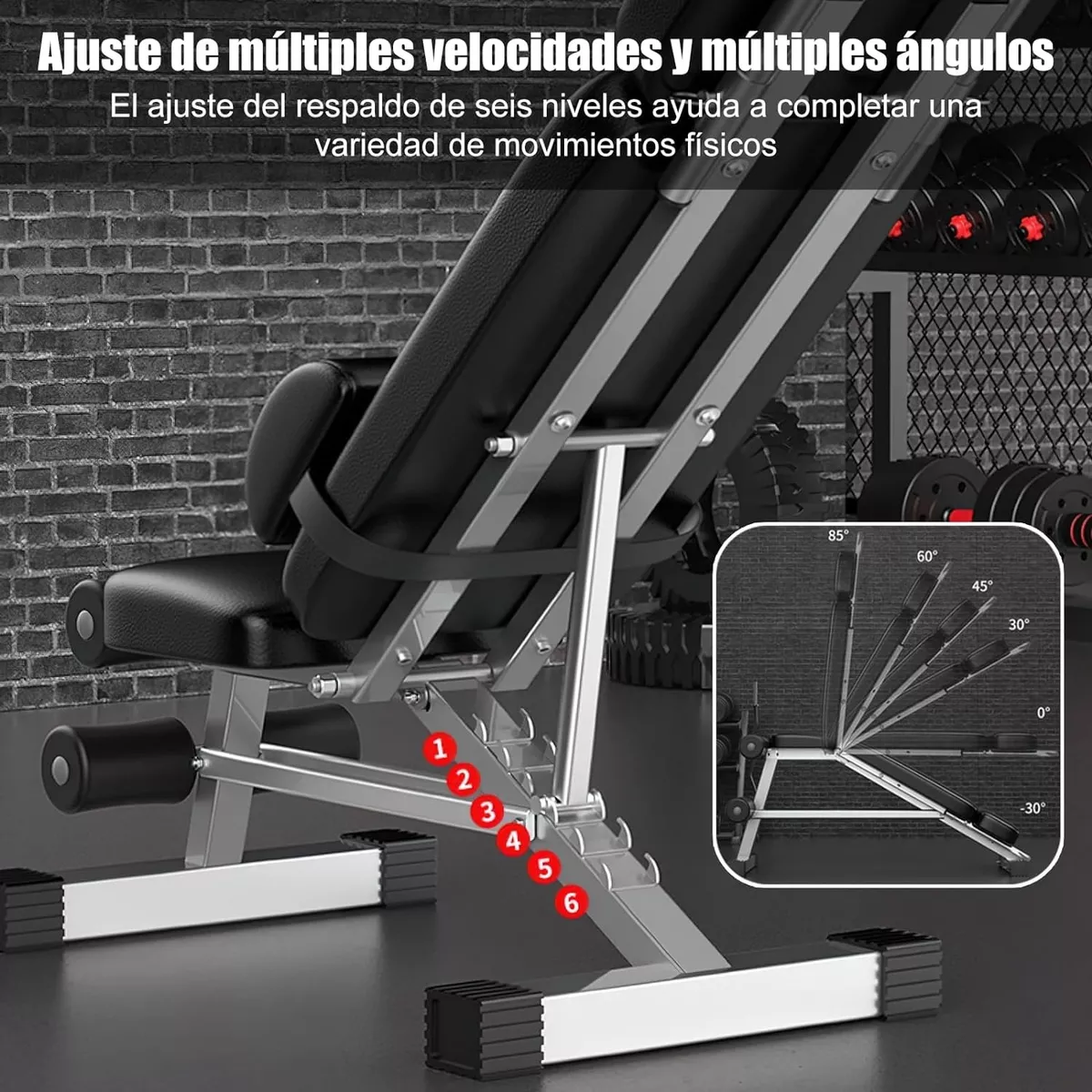 Banco Pesas Ejercicio Multiusos Gimnasio Ajustable Plegable