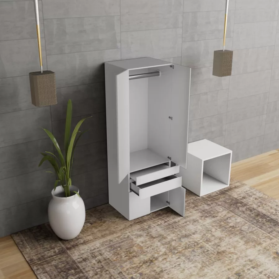 Amanta Muebles Mini Closet Con Tubo Y Puertas Abatibles