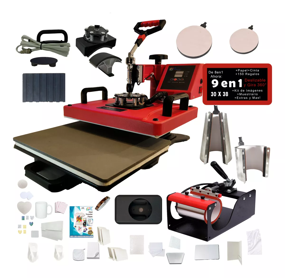 Combo 8 En 1 Impresora Sublimación Taza Plancha Hot Sale