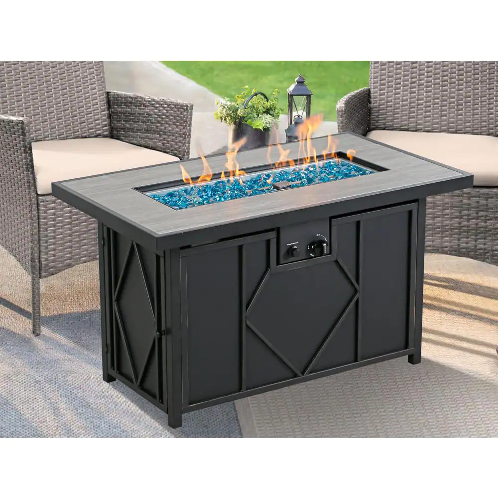 HeatMaxx 42 in. 60,000BTU Fire Pit Propane Gas Fire Pit Table Rectangular Tabletop SRGF11666