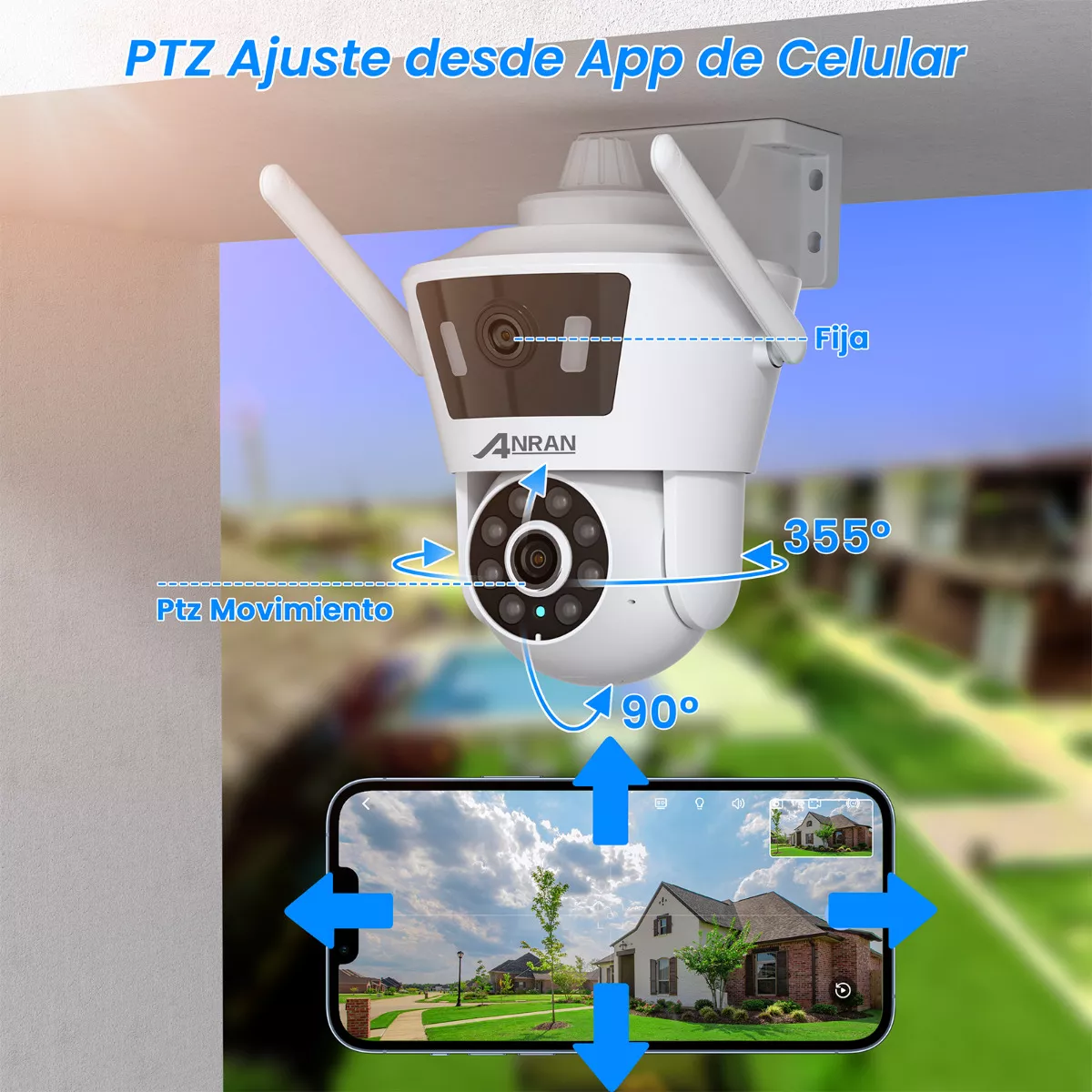 Anran Cámara De Seguridad Wifi Doble Lente 4mp+4mp Foco