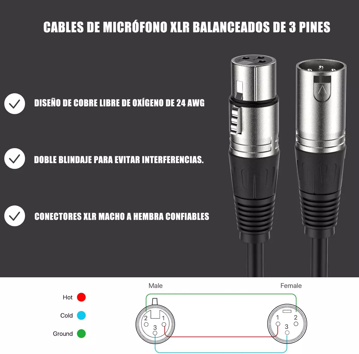 Cable Xlr-xlr De 15 Metros Balanceado Para Canon-canon Bomge