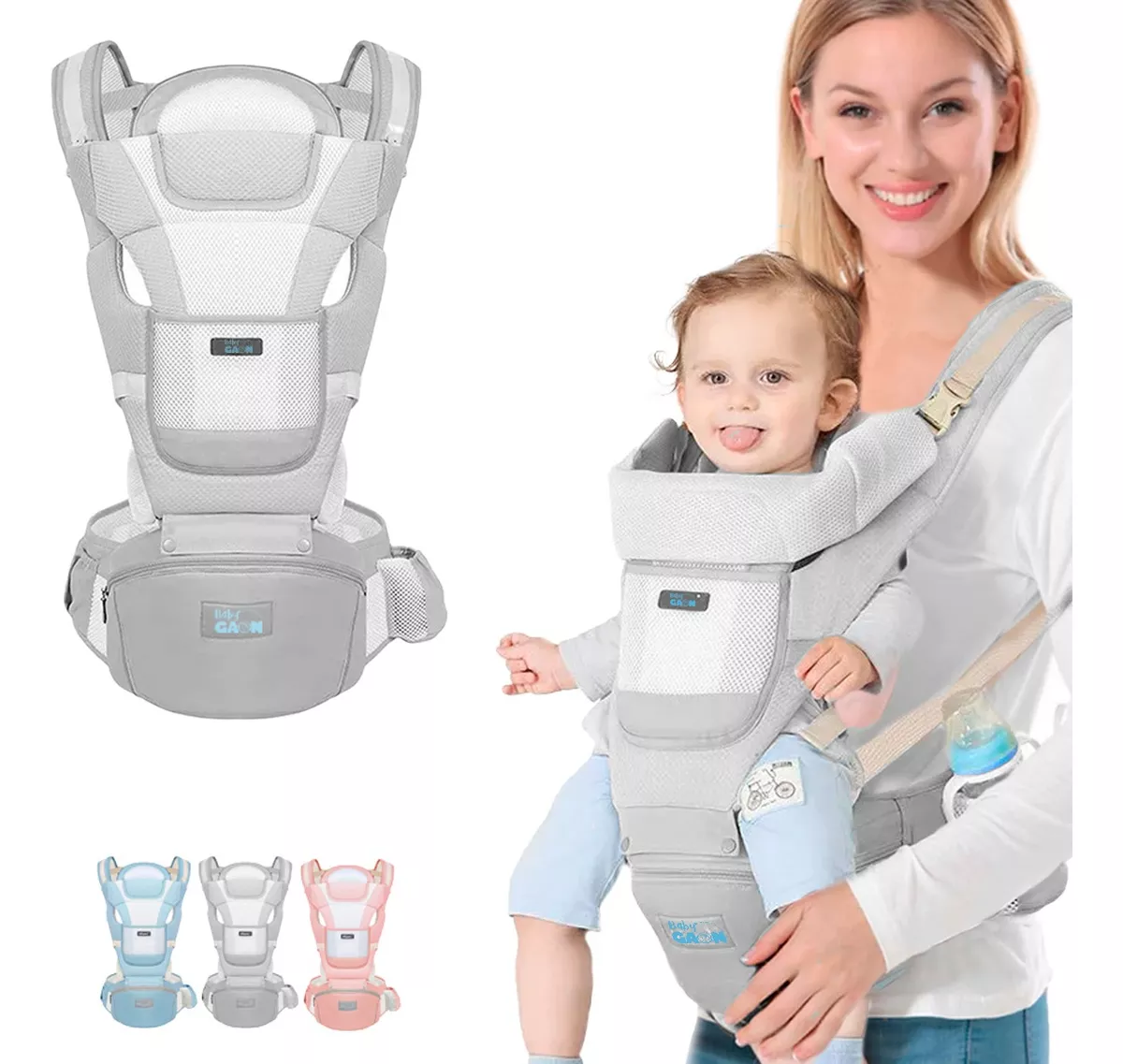 Mochila Porteo Ergon&oacute;mico Cangurera Bebe Portabebes 4 En 1