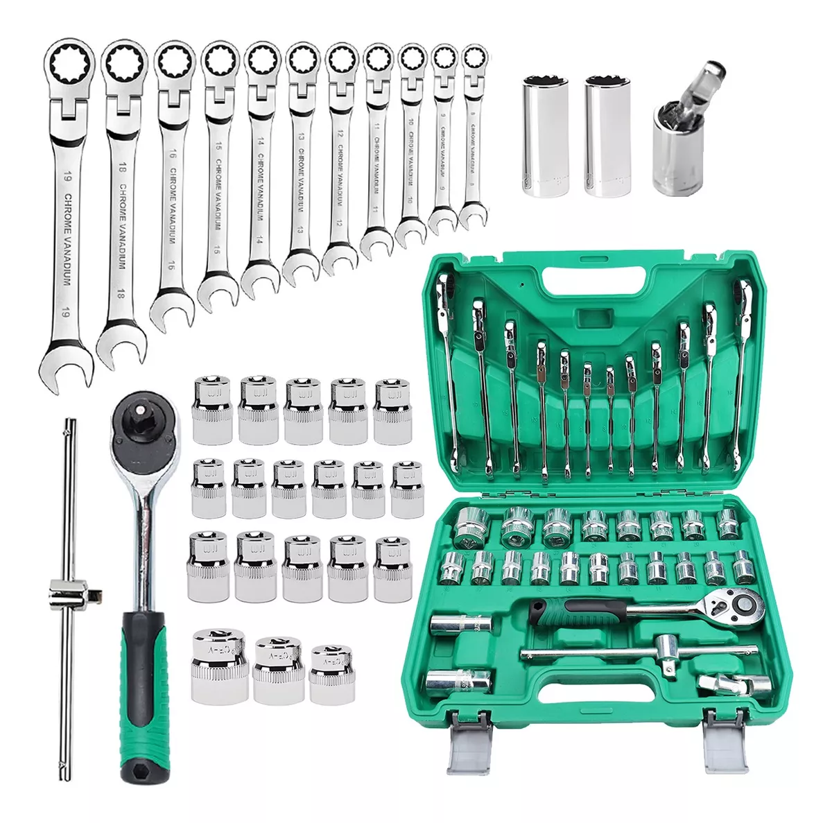 kit Llave Matraca Mec&aacute;nicas Y Dados Impacto Herramienta 37pc