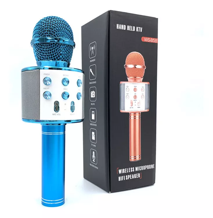 Micrófono De Karaoke Inalámbrico Con Bluetooth Y Bocina Azul Jutang 001