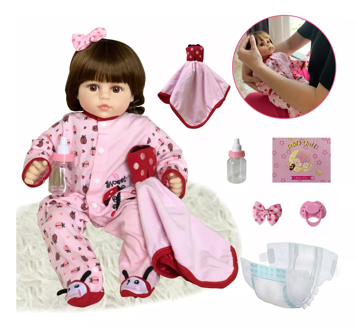 Mu&ntilde;eca Ni&ntilde;a Beb&eacute; Reborn Cuerpo Silicona Y Algod&oacute;n 47cm