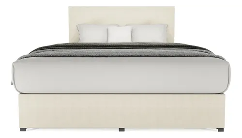 Recamara Cama Cabecera Urban Matrimonial Madera Tapiz Beige