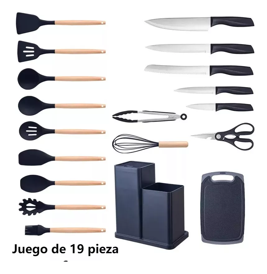 Juego De 19 Utensilios Cocina De Silicona Juego De Cuchillos