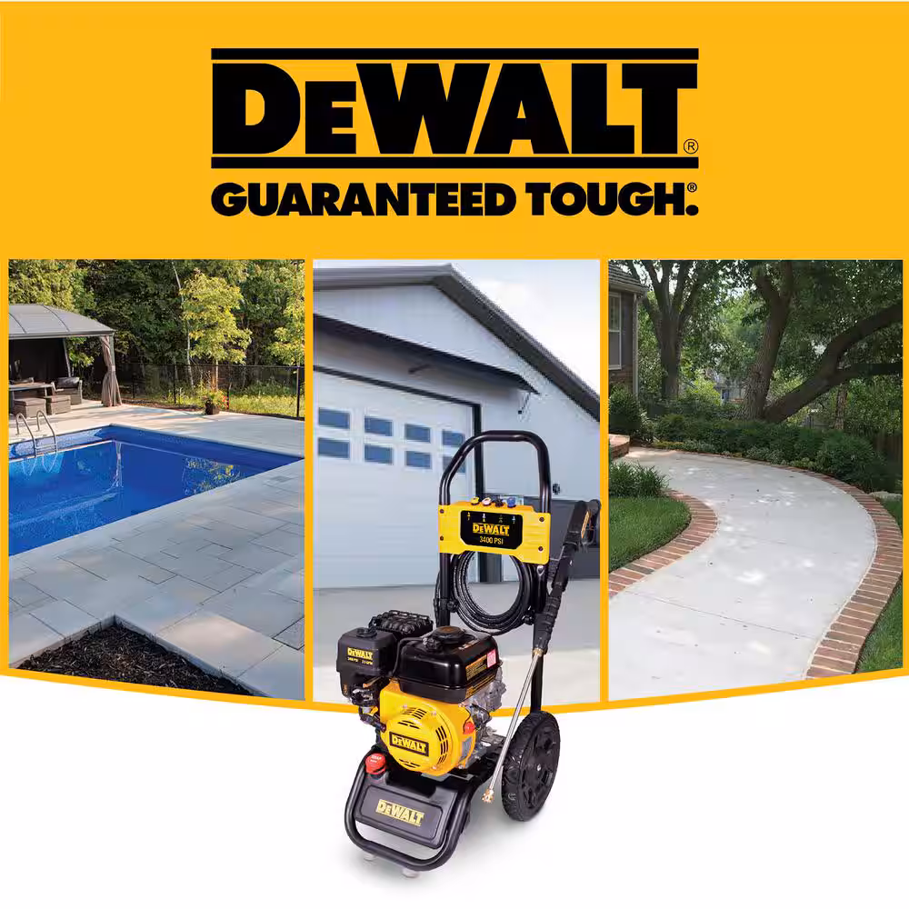 Lavadora a presión de agua fría a gas DEWALT 3400 PSI 2.5 GPM con motor de 208 cc DXPW61372