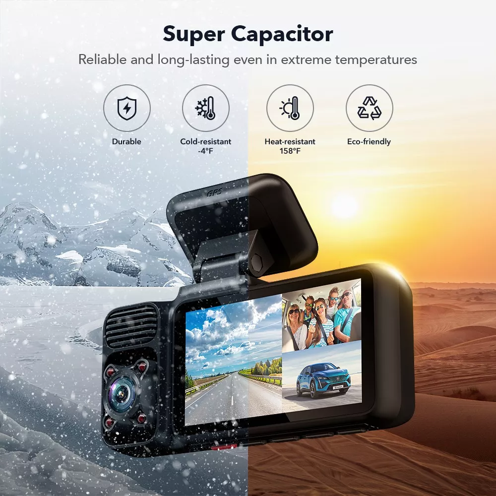 Redtiger Cámara Para Automovil 4k Dashcam 5g Wi-fi Gps 64gb