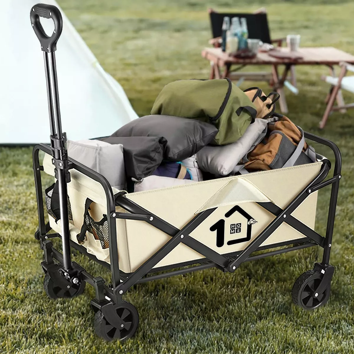 Carrito Vagón Plegable Multiusos Con Manija Para Acampar Bei
