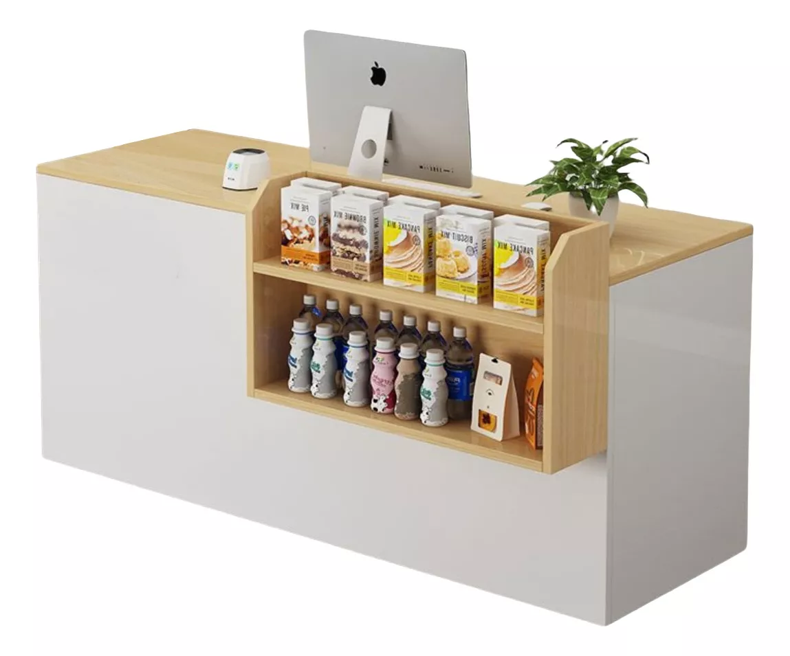 Mostrador Recepcion 140cm Caj&oacute;n Con Cerradura Minimalista