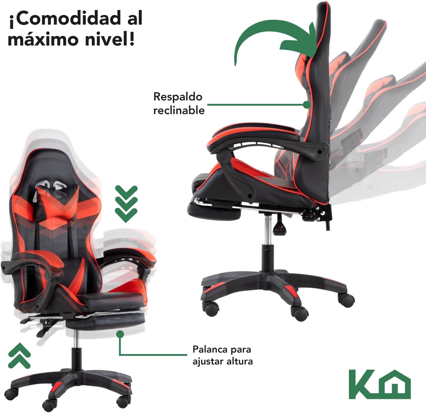 Kingshouse | Silla ergonómica reclinable para juegos