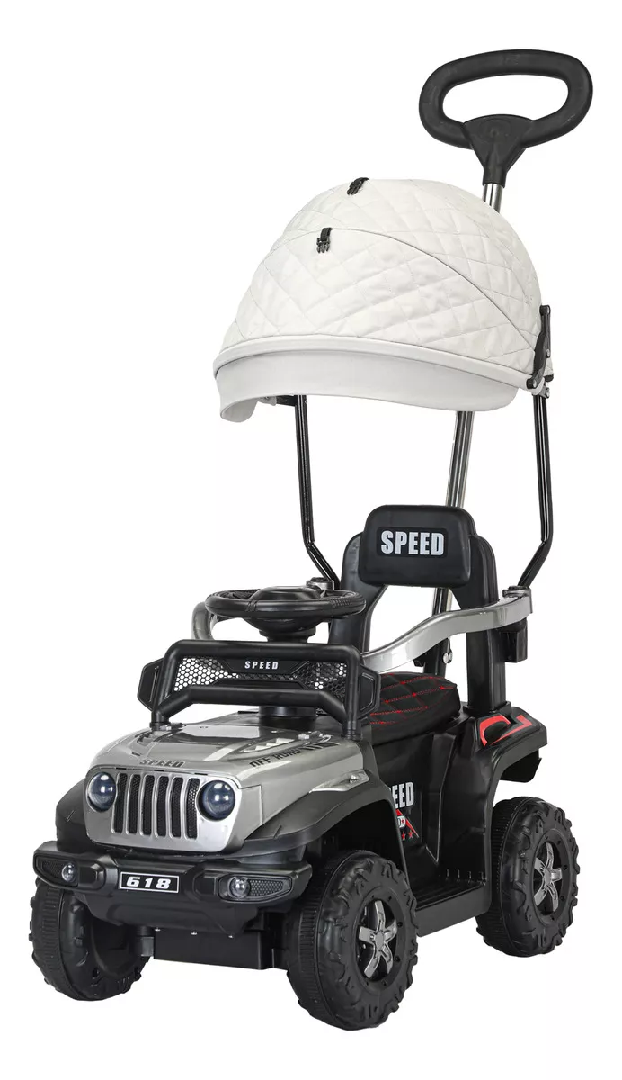 Carrito Montable Sombrilla Push auto Luces Y Sonido Ni&ntilde;o color Gris