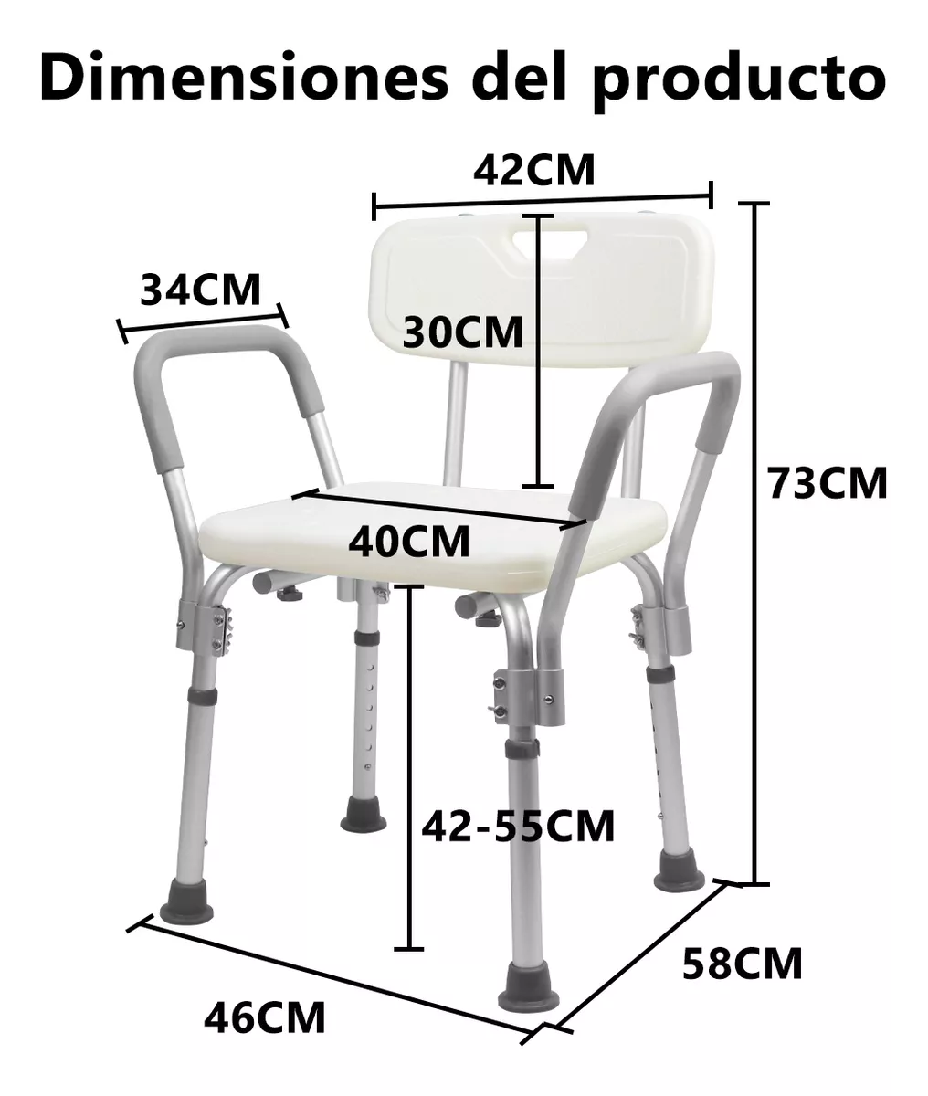 Silla De Baño Ducha Comodo Con Brazos Para Bañar Enfermos