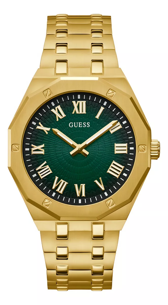 Reloj Guess Hombre Caballero Anal&oacute;gico color De La Correa Dorado/verde