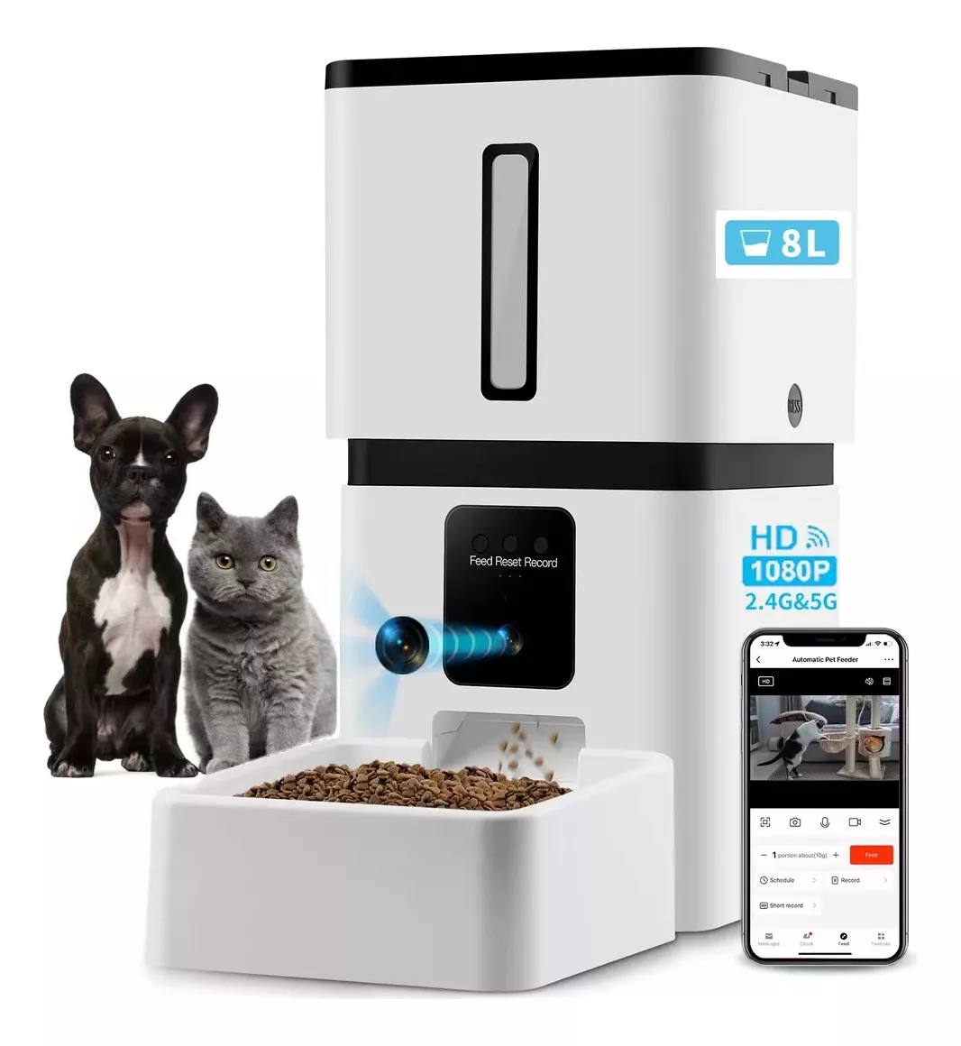Comedero Automatico 8l Perro Gato Con C&aacute;mara 2.4/5g Wifi App