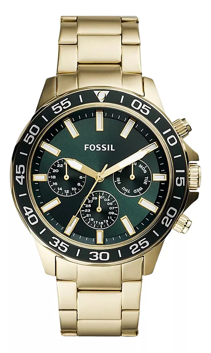 Fossil Bq2493 Reloj Disco Oro Verde Hombre