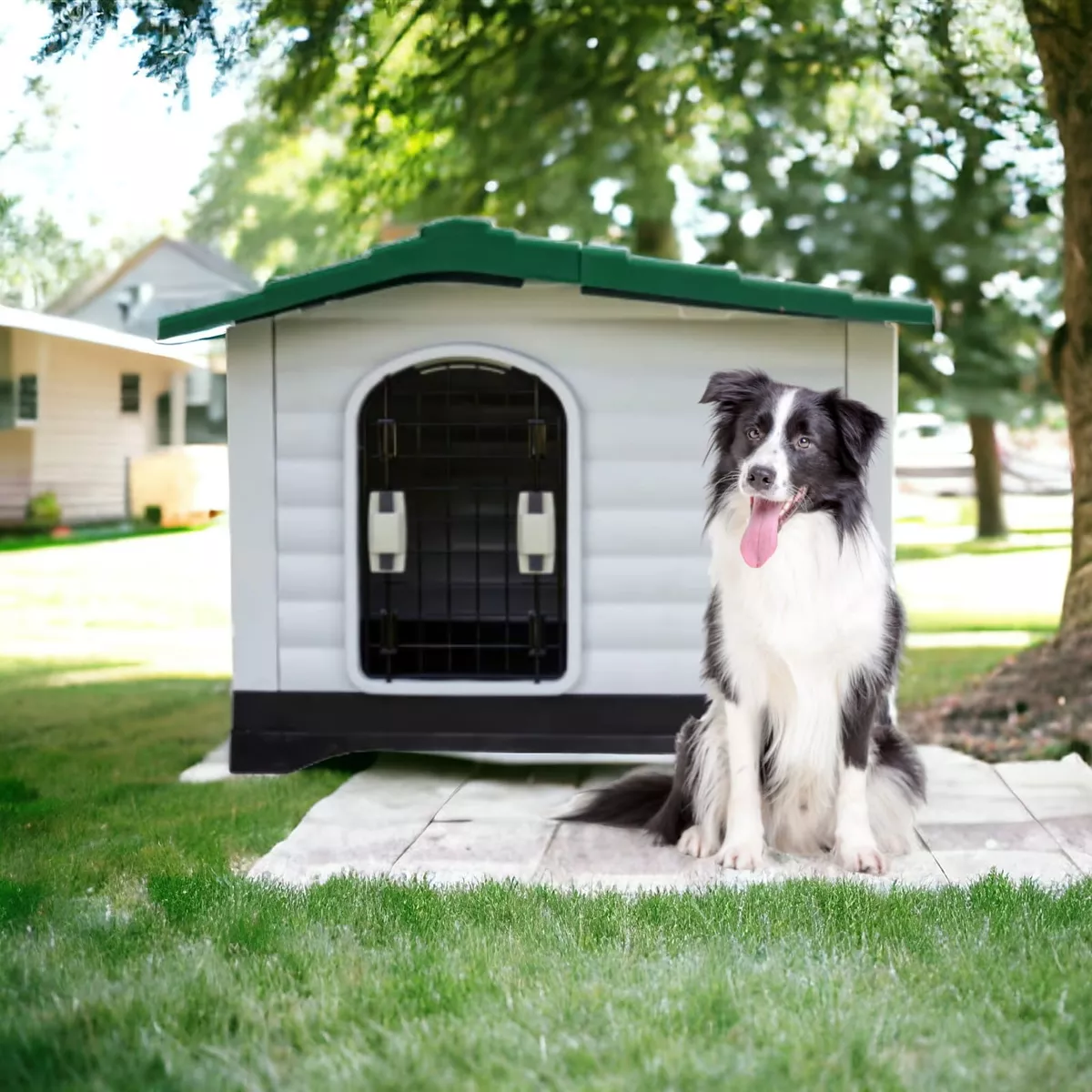 Casa Para Perro Raza Mediana Con Puerta Metal Y Térmica
