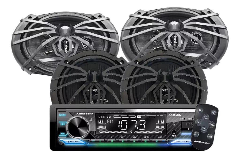 kit Autoestéreo Bluetooth 1 Din + Bocinas 6.5 + Bocinas 6x9