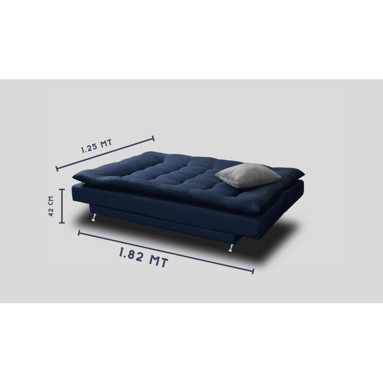 Sofá Cama Carmen Azul Denim M & E MUEBLES Matrimonial 3 Posiciones