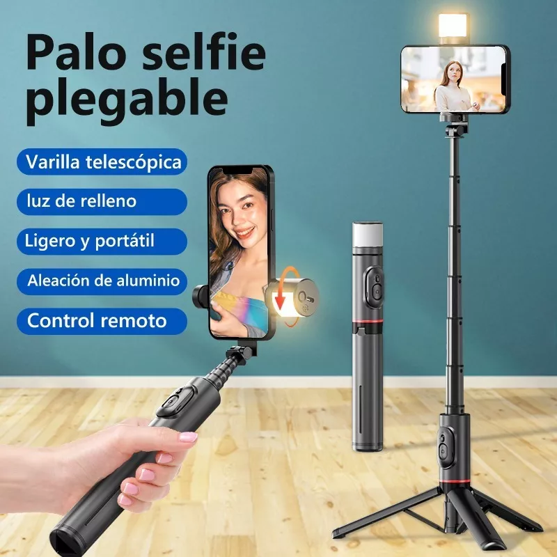 Tripie Celular Selfies Stick Con Control Remoto Y Led Rgb