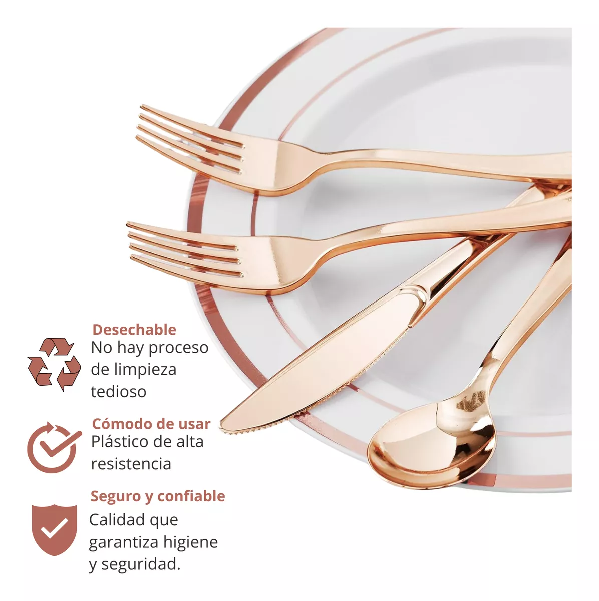 Juego De Vajilla Desechable Elegante Para 25 Personas. 175pz