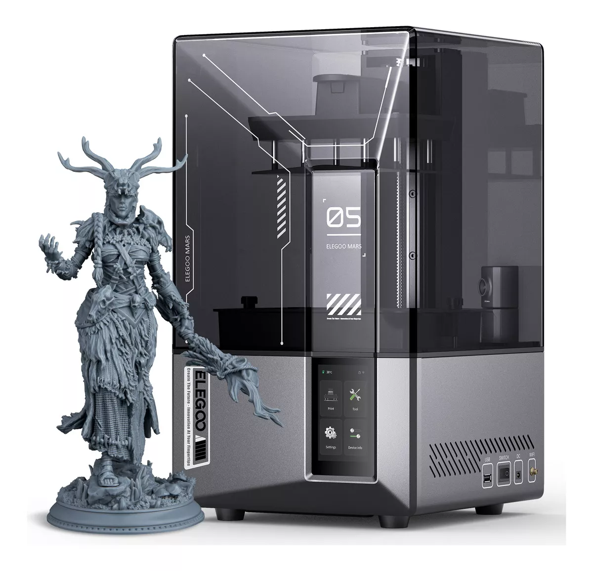Impresora 3d Elegoo Mars 5 Ultra Negra Lcd 9k De 7 Inch color Gris