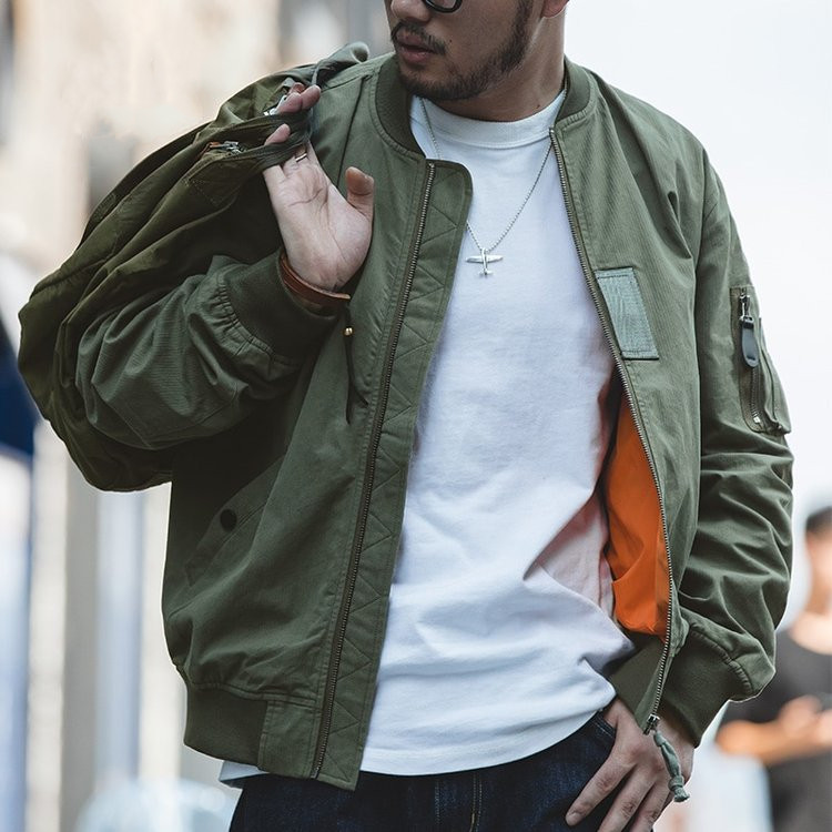 Casual MA-1 Men&rsquo;s Jackets Green Military Flight Bomber Tank Coat Solid Vintage Coats Monocycle Jacket Collar Men Clothing