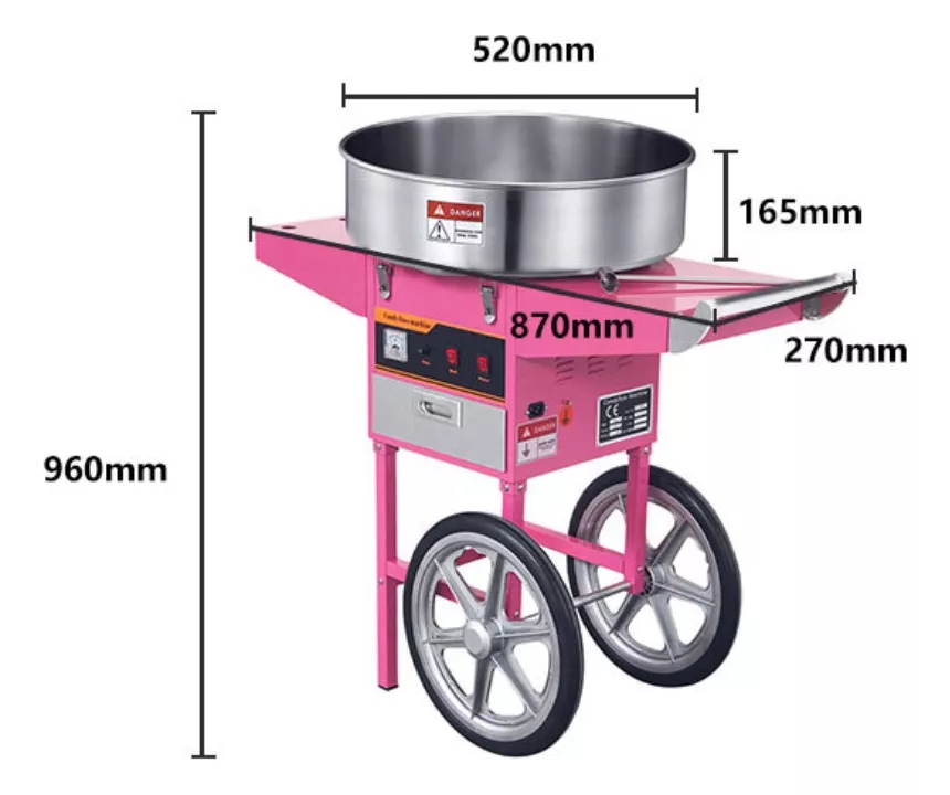 Maquina Algodon Azucar Carrito Algodonera Comercial Rosa