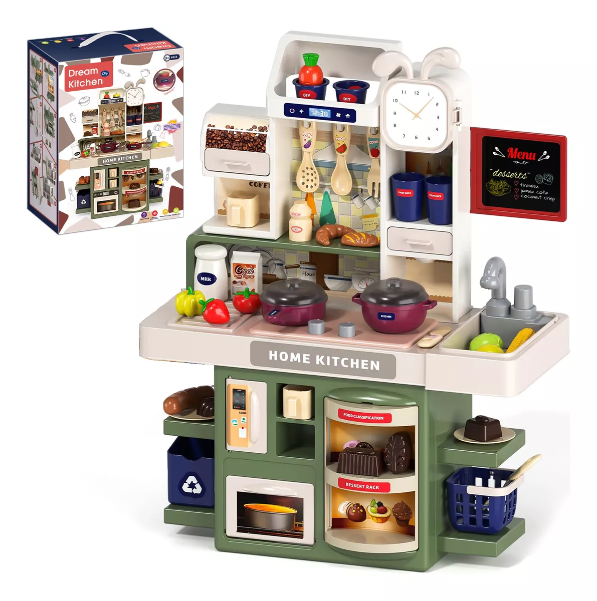Cocina Infantil De Juguete Para Ni&ntilde;os Con Luz Y Sonido 34pcs
