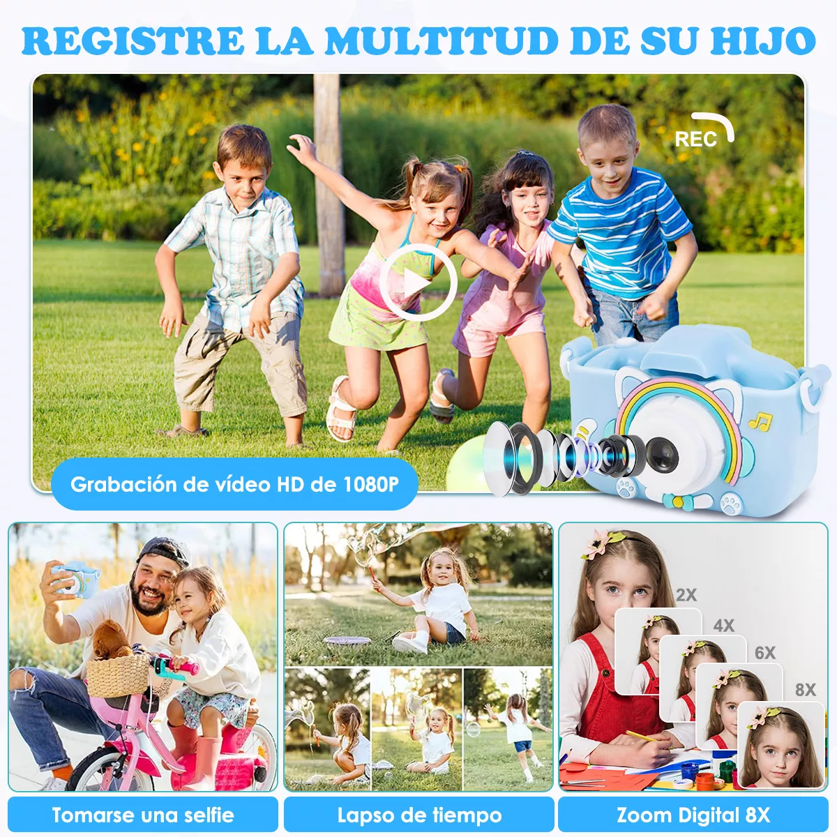 Cámara Digital Hd Para Niños Juguete Foto Video Con 32gb Sd